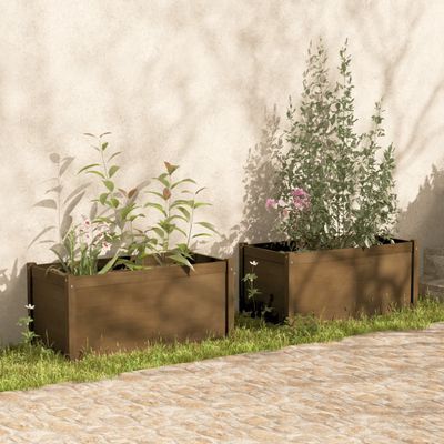 vidaXL Záhradné kvetináče 2ks medovo-hnedé 100x50x50cm borovicový masív