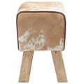 vidaXL lavička 40 x 30 x 45 cm Skutočná koža Hnedá a biela