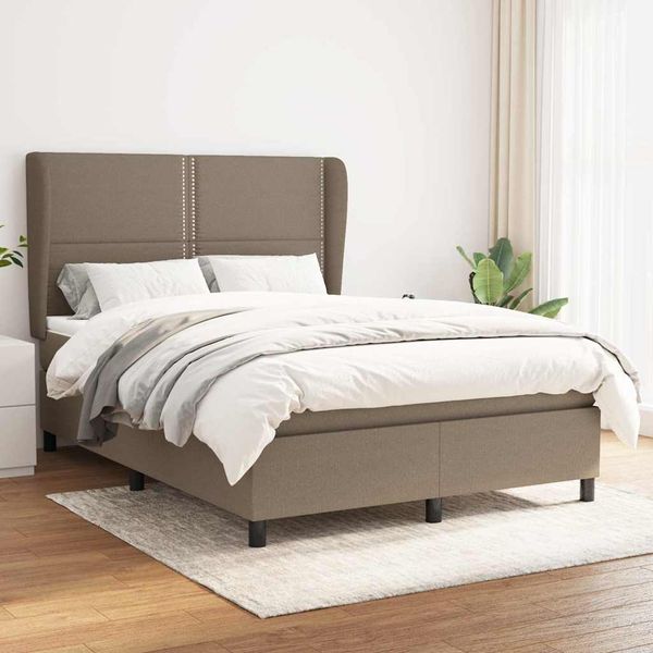 vidaXL Posteľný rám boxspring s matracom sivohned 140x200 cm látka