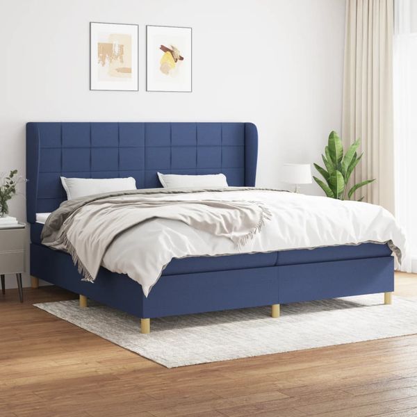 vidaXL Boxspring posteľ s matracom modrá 200x200 cm látka