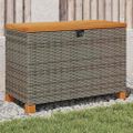 vidaXL Záhradný úložný box sivý 80x40x48 cm polyratan akáciové drevo