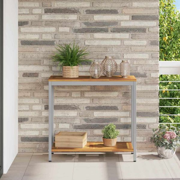 vidaXL Vonkajší stôl s úložiskom Prírodná a šedá 80 x 35 x 75 cm