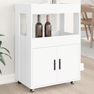 vidaXL Barový vozík biely 60x39,5x89 cm kompozitné drevo