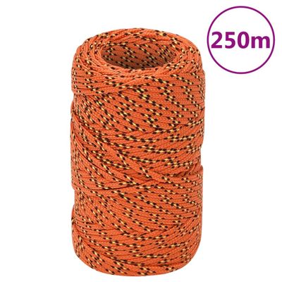 vidaXL Lodné lano oranžové 2 mm 250 m polypropylén