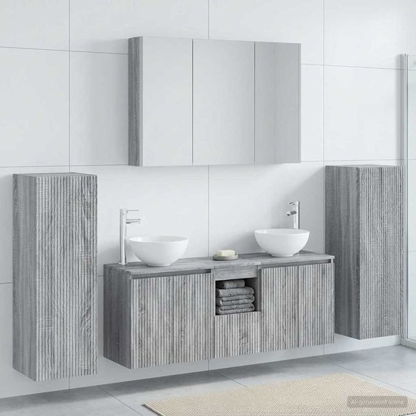 vidaXL Sada kúpeľňového nábytku 6 pcs Sivý Sonoma