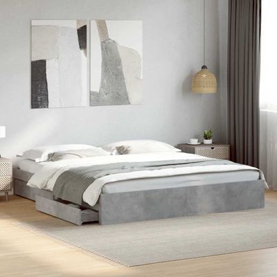 vidaXL Posteľný rám so zásuvkami betónovosivý 180x200cm kompozit.drevo