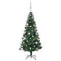 vidaXL Umelý predsvietený vianočný stromček Zelená 150 cm PVC a kov