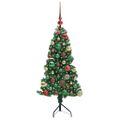 vidaXL Rohový umelý vianočný strom s 150 LED-i Zelená 120 cm PVC a kov