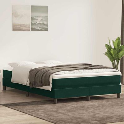 vidaXL Posteľný rám boxsping s matracom tmavozelený 160x220 cm zamat