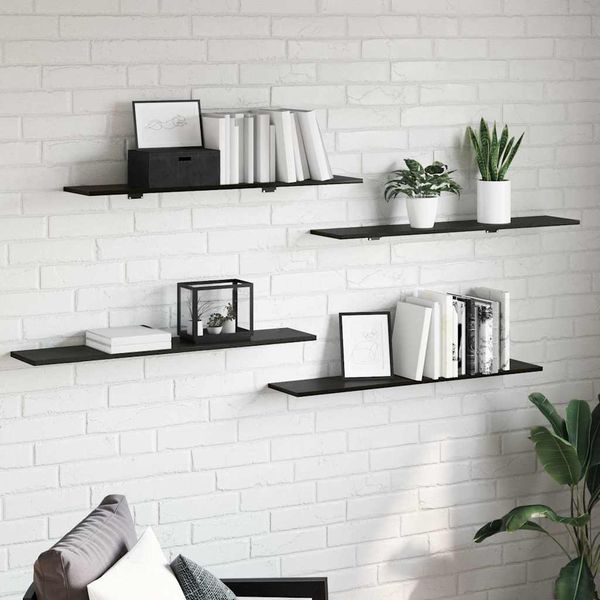 vidaXL Polica na knihy 4 pcs Čierny 100 x 20 x 1,5 cm Kompozitné drevo