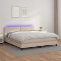 vidaXL Boxspring posteľ matrac a LED kapučínová 160x200 cm umelá koža