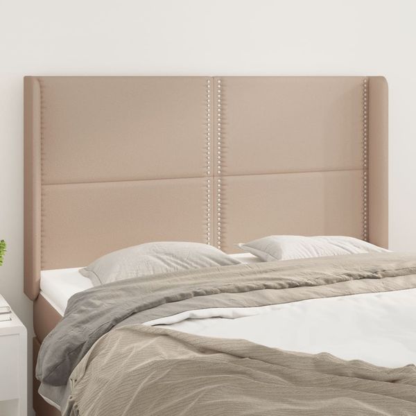 vidaXL Čelo postele so záhybmi kapučínové 147x16x118/128 cm umelá koža