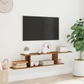 vidaXL Nástenná TV polica, staré drevo 125x18x23 cm, kompozitné drevo