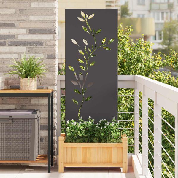 vidaXL Záhradná clona na súkromie Kvetinový Čierna 50 x 140 cm
