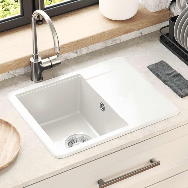 vidaXL Drez Biela 560 x 460 mm 80% Kvárc a 20% Živica