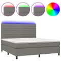 vidaXL Posteľ boxsping s matracom a LED tmavosivá 160x200 cm látka