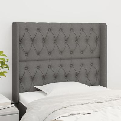 vidaXL Čelo postele so záhybmi tmavosivé 93x16x118/128 cm látka
