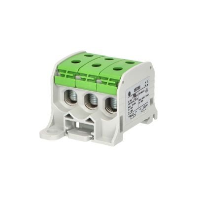 Svorka univerz&aacute;lna RKA 50 1/6 PE, 150A, 1p&oacute;l. (6x vstup), AL/CU, zelen&aacute;, na DIN/na panel