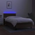 vidaXL Posteľ boxsping s matracom a LED tmavohnedá 90x200 cm látka