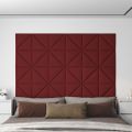 vidaXL Nástenné panely 12 ks vínovo-červené 30x30 cm látkové 0,54 m²