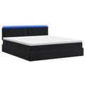 vidaXL LED úložná posteľ s matracom Čierna 140 x 190 cm Zamat
