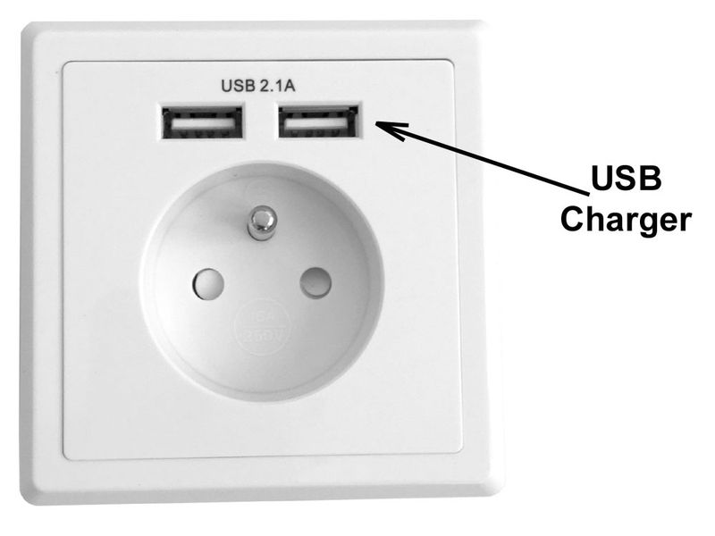 El. zásuvka pod omietku 1x230V+2xUSB 2,1A napájanie