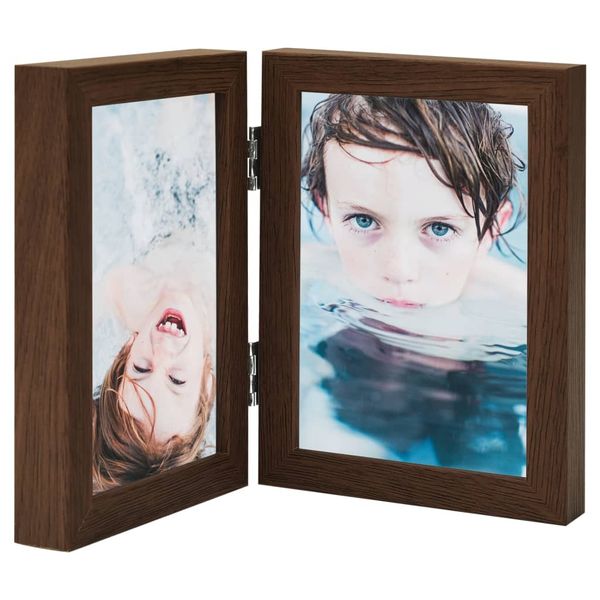 vidaXL Dvojitý fotorámik kolážový tmavohnedý 2x(10x15 cm)