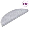vidaXL Schodové rohože 30 ks 56x17x3 cm svetlosivé polkruhové