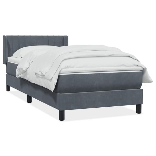 vidaXL Posteľný rám boxspring s matracom tmavosivý 90x220 cm zamat