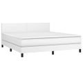 vidaXL Boxspring posteľ s matracom biela 160x200 cm umelá koža