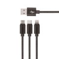 Setty 3v1 kábel USB - Lightning + USB-C + microUSB 1,0 m 2A KN3W1-01 čierny