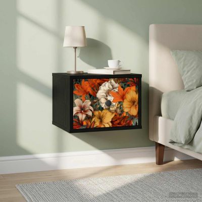 vidaXL Nástenná nočná skrinka GENNEP Čierny dub 36 x 33 x 25 cm