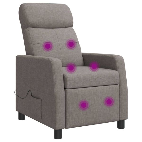vidaXL Masážne relaxačné kreslo Sivohnedá Látka