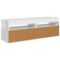 vidaXL TV skrinka s LED svetlami lesklá biela 120x35x40 cm