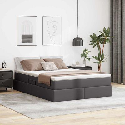 vidaXL Postel s úložným prostorem a matrací Sivá 140 x 200 cm