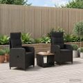 vidaXL Záhradný lounge set 3 ks Čierna