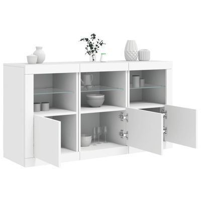 vidaXL Komoda s LED svetlami biela 123x37x67 cm