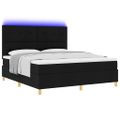 vidaXL LED box s pružinami s čelnou doskou Čierna 180 x 200 cm látka