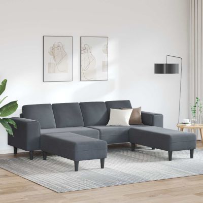 vidaXL Pohovka do obývačky 3 pcs Tmavo šedá 250 x 188 x 76 cm