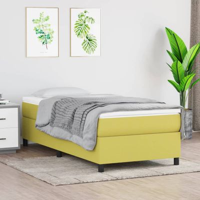 vidaXL Posteľný rám s boxspringom zelený 90x200 cm látka