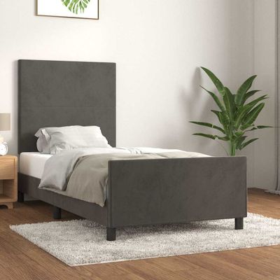 vidaXL Posteľ bez matraca tmavosivá 80x200 cm zamat