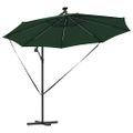 vidaXL Slnečník 294 x 294 x 248 cm Polyester a hliník Zelená