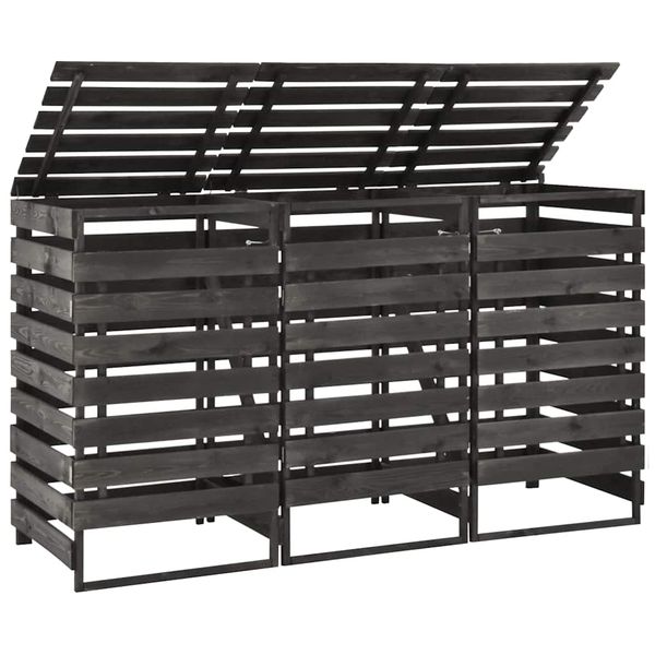 vidaXL Ohrada na tri odpadkové koše 210x75x121 cm, borovica s náterom