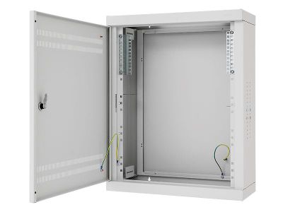 Rozvádzač hybridný 760x620x250 na stenu plechové dvere, zámok Doppelbart, RAL7035
