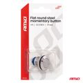 Momentové tlačidlo ploché okrúhle oceľové 19 mm 5 A 12/230 V AMiO-04436