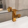 vidaXL Kúpelňová vodovodná batéria s funkciou vyťahovania zlatá 157x172 mm