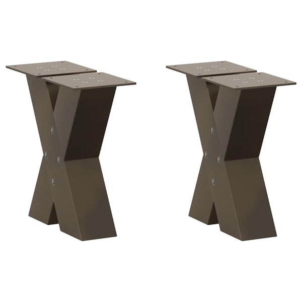 vidaXL Nohy konferenčného stolíka v tvare X, 2 ks, prírodná oceľ, 40 x (30-31) cm, oceľ