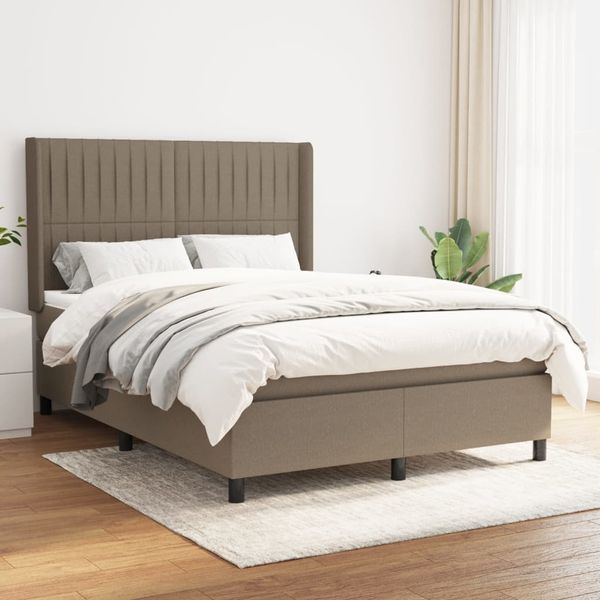 vidaXL Boxspring posteľ s matracom sivohnedý 140x190 cm látka