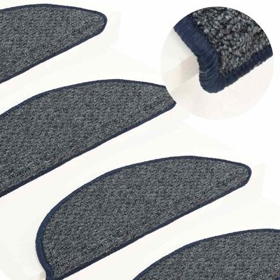 vidaXL Kobercové nášľapy na schody 15 ks tmavomodré 56x17x3 cm
