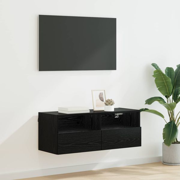 vidaXL TV nástenná skriňa Čierny dub 80 x 30 x 30 cm Kompozitné drevo